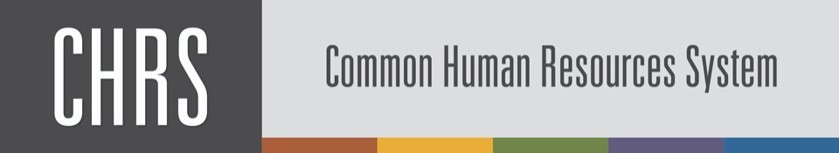 Banner with "CHRS" and "Common Human Resources System" on a gray background with colorful bands below.