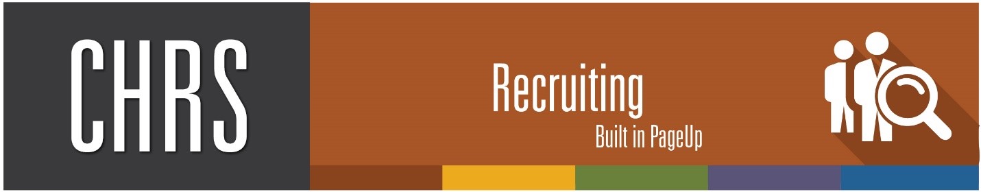 CHRS Recruiting Built in PageUp banner with icon of people and magnifying glass.