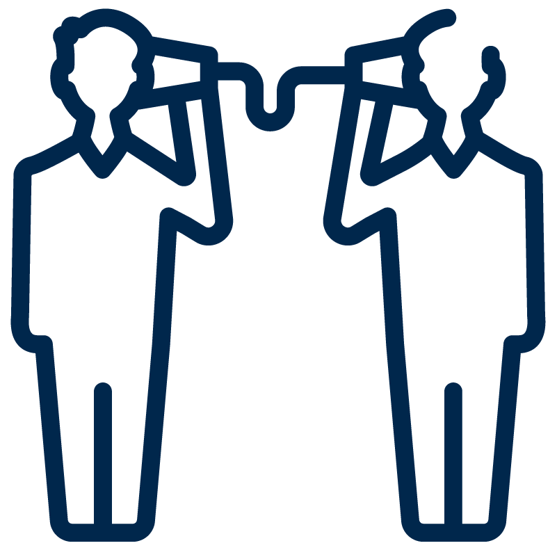 Illustration of two people with connected cups to their ears