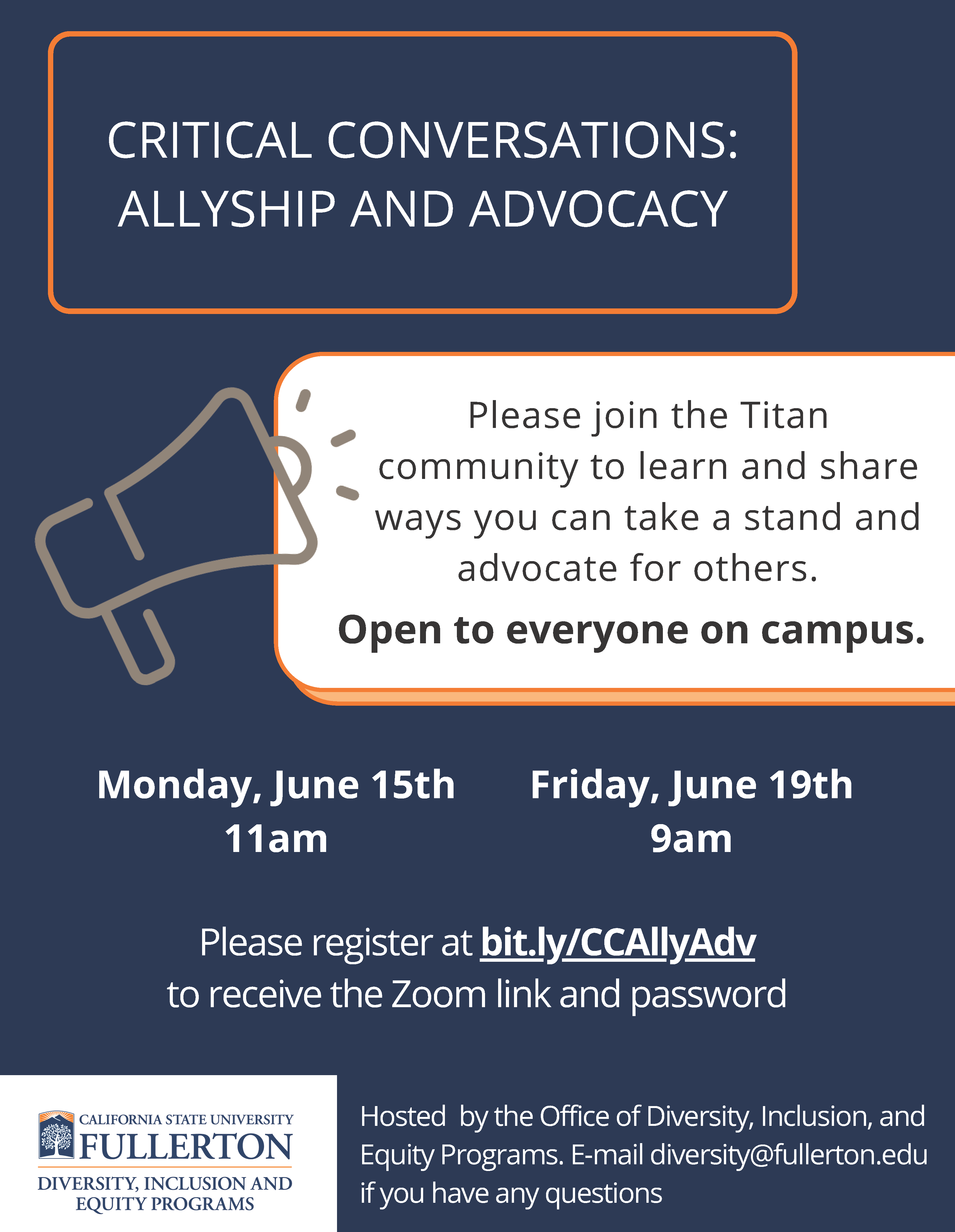 Critical Convosation: Allyship and Advocacy flier