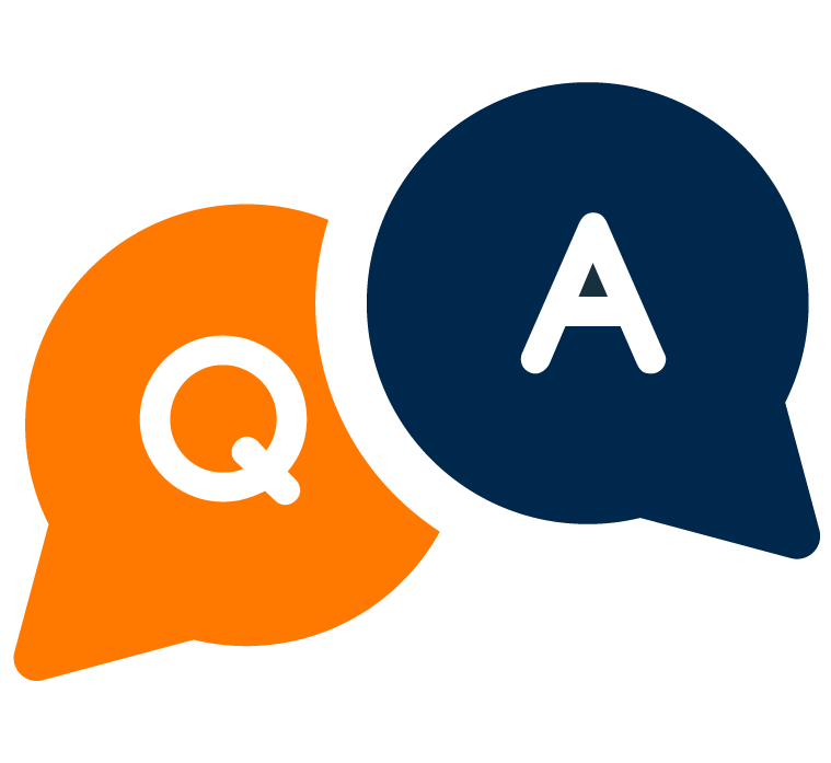 2 speech bubbles with the letter Q and A in each